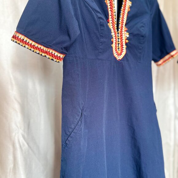 eShakti | Navy Embroidered Shift Dress | Size 10 - Picture 2 of 4